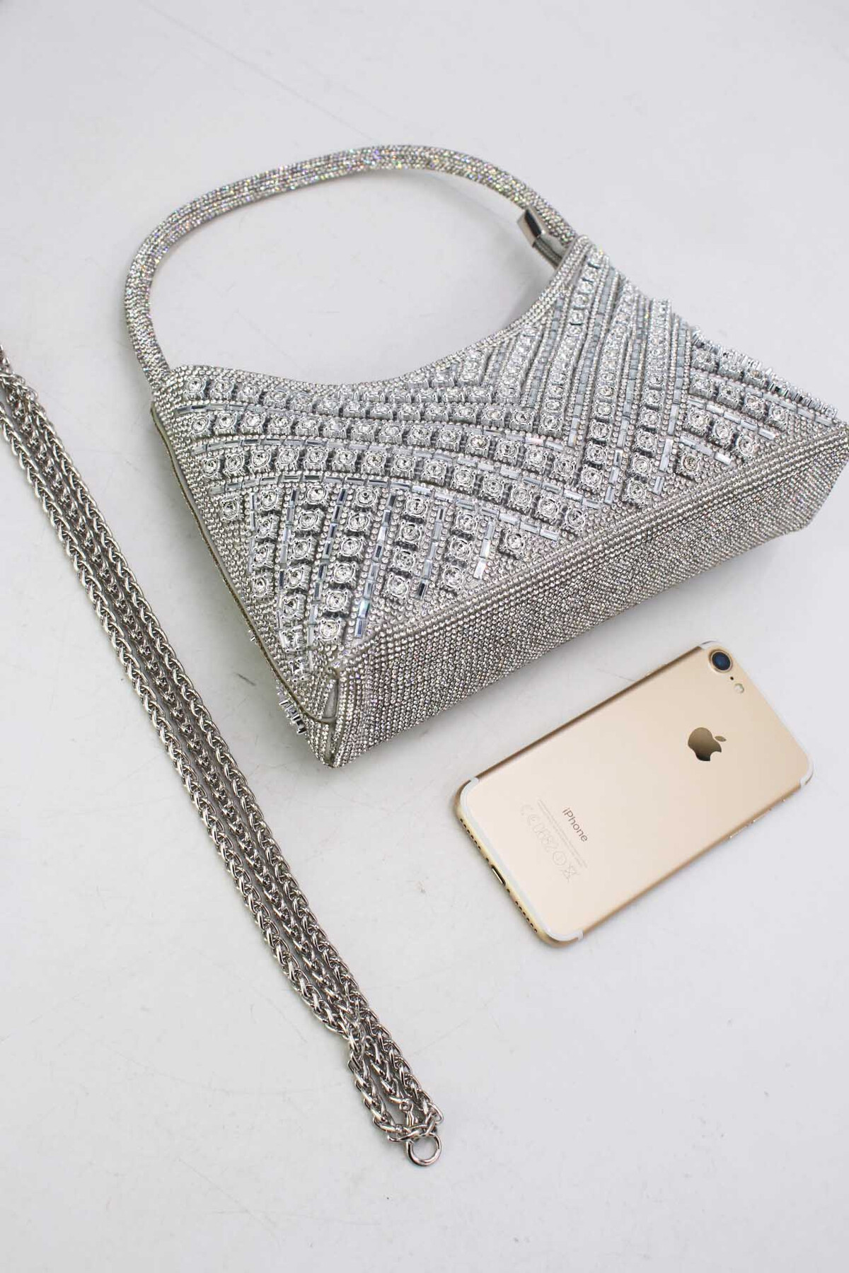 Handtasche - Sac de soirée avec strass argentés – Bild 5