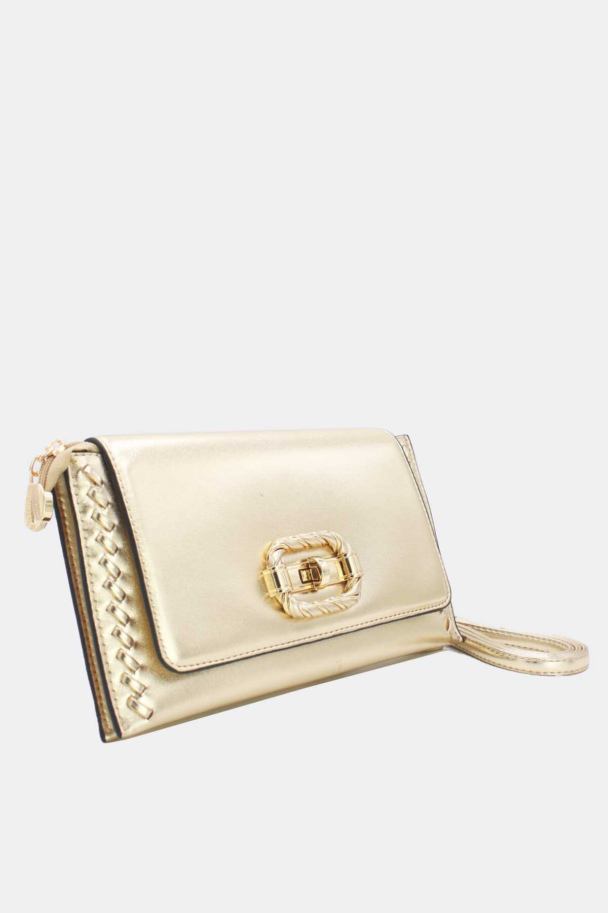 Handtasche - pochette bandouliere a boucle dore noir