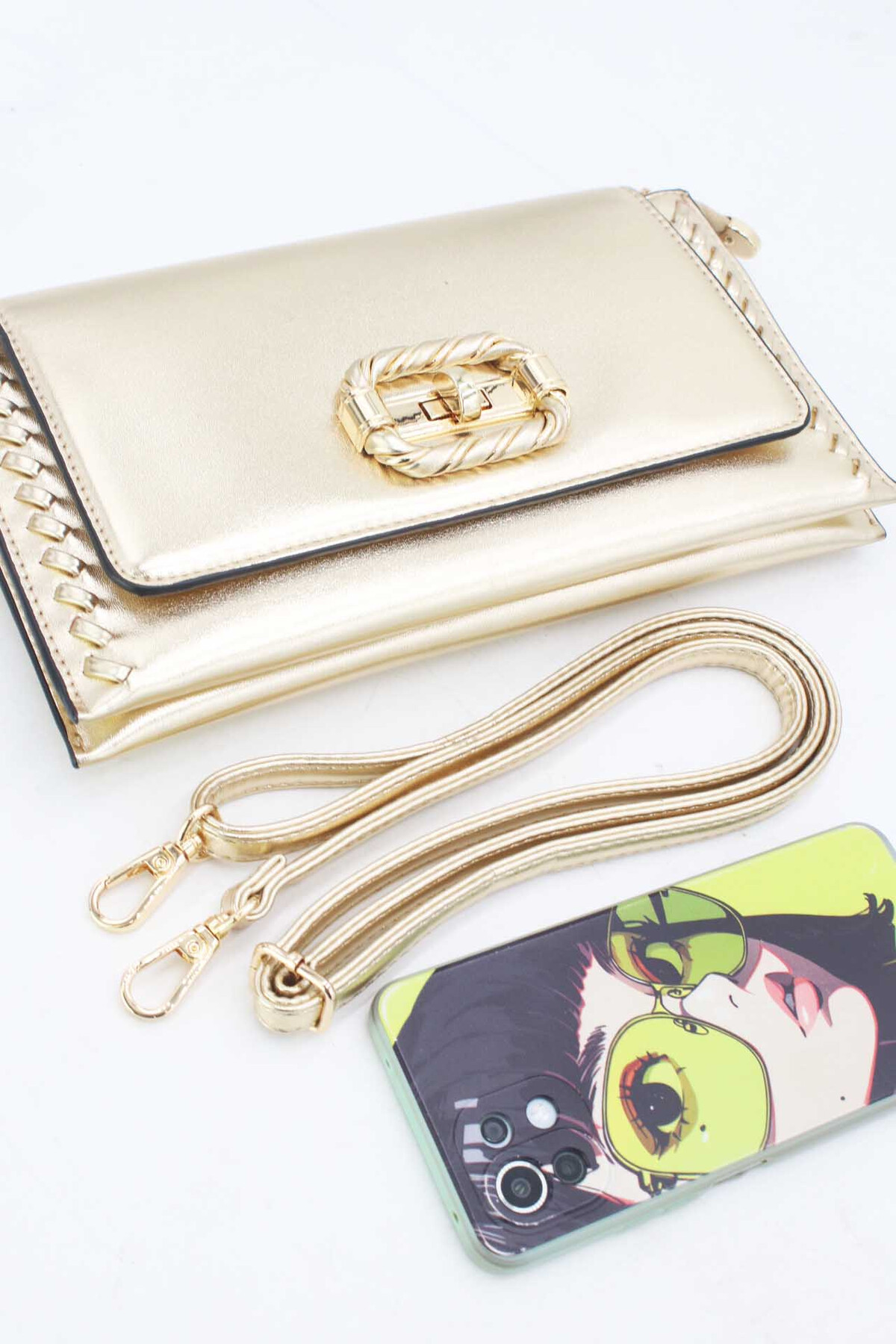 Handtasche - pochette bandouliere a boucle dore noir – Bild 3