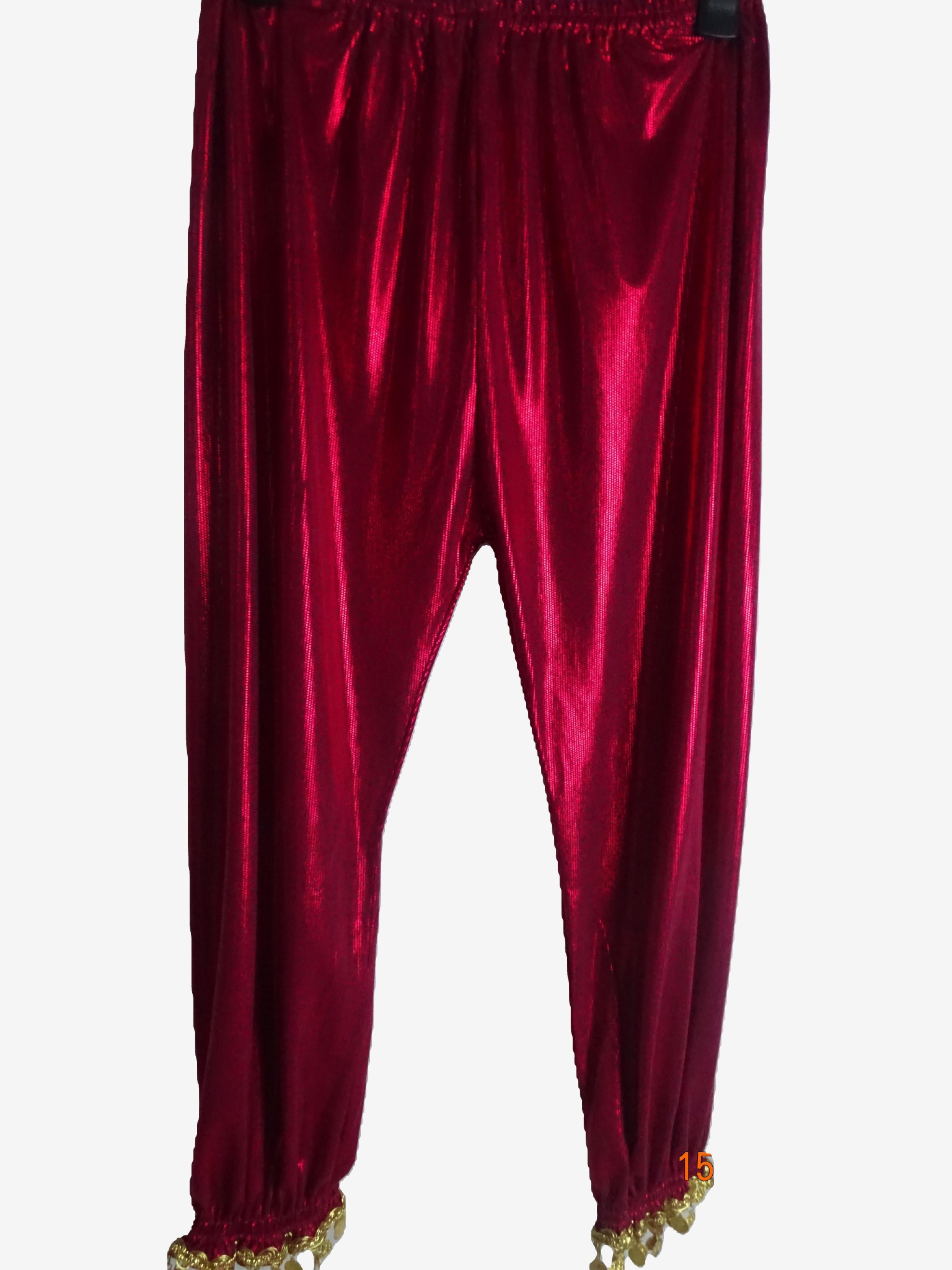 Kurdische Hose - Roter Farbton mit Goldmünzen - Länge 90cm